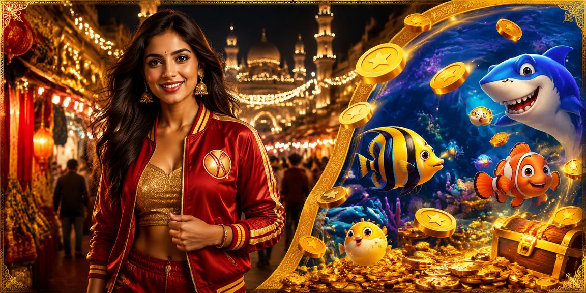 Vibrant cricket promotion event with red and gold colors in India