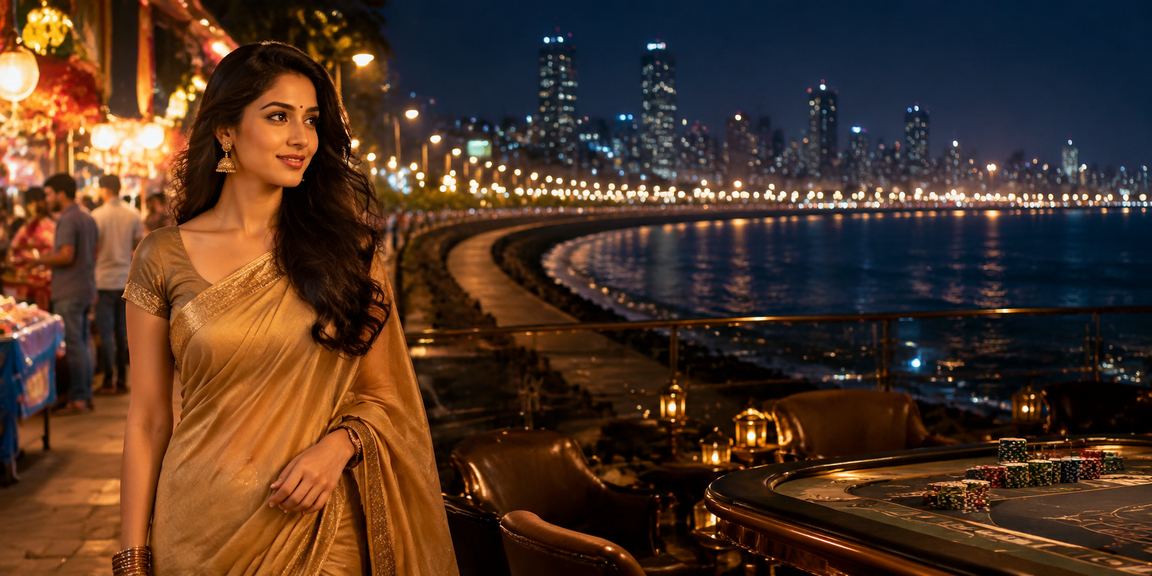 Social Teen Patti gaming in Mumbai with city lights in background